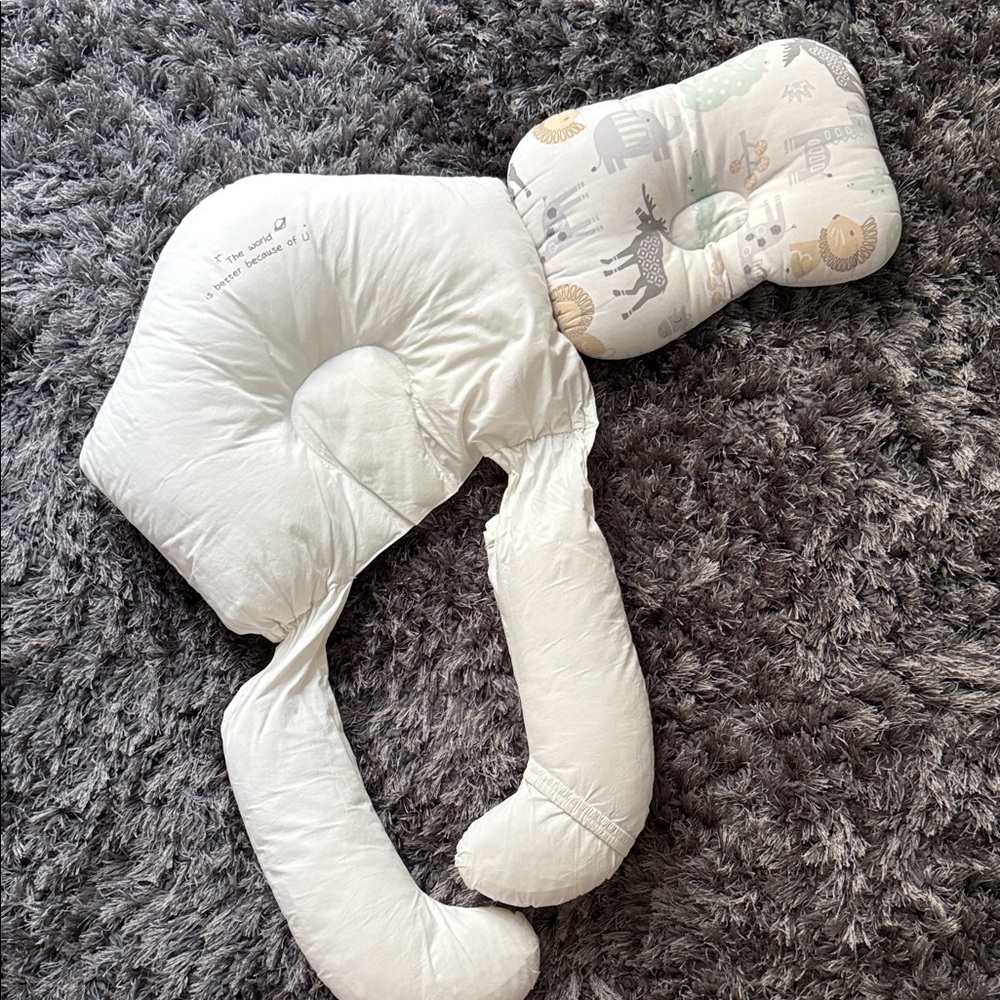 White Nursing Pillow with Animal Print